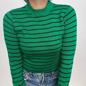 Vintage striped longsleeve sweater green
